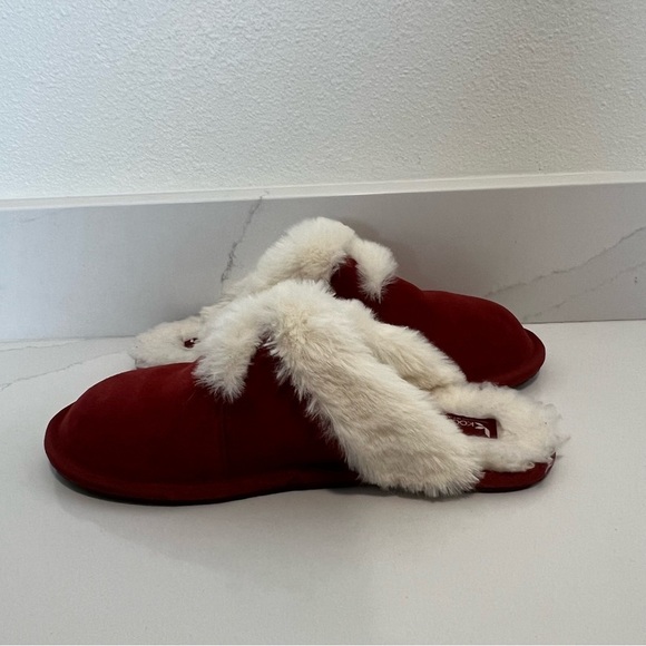 Koolaburra by UGG Milo Red Suede Slippers Faux Fur Lined Slip-On Size 8 - Picture 10 of 12